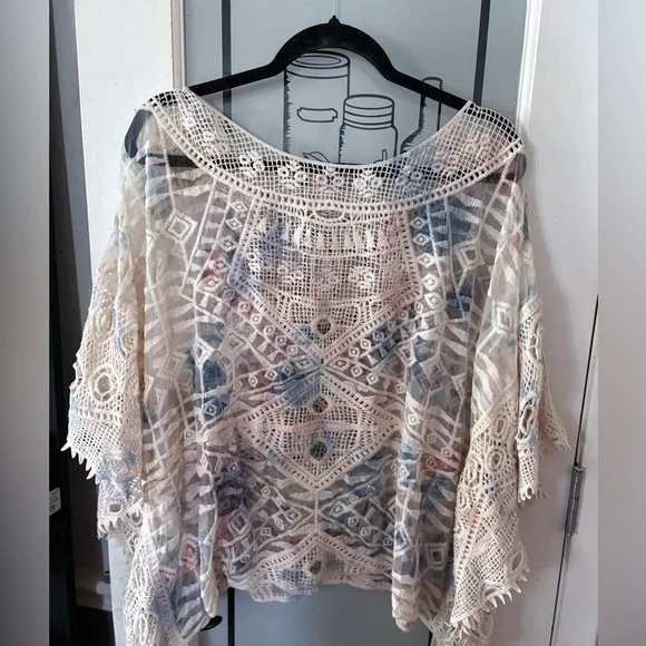 ๐ค Origami Lace Top โ Boho Multicolor | NWOT | Size 1X-2X ๐ค - Picture 3 of 6